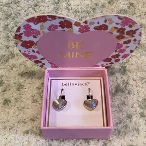 Bella & Jack Gold Plated Irridescent Crystal💕Pierced Earrings NWT Heart Boxed